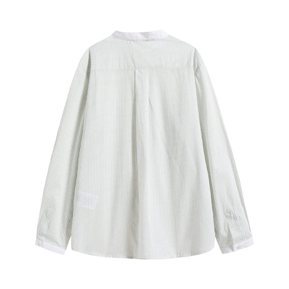 男童蓝色条纹棉衬衫