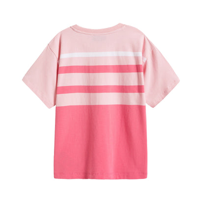 Girls Pink Stripe Cotton T-Shirt