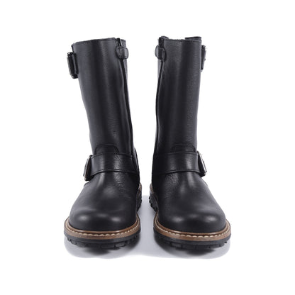 Boys & Girls Black Calf Skin Boots
