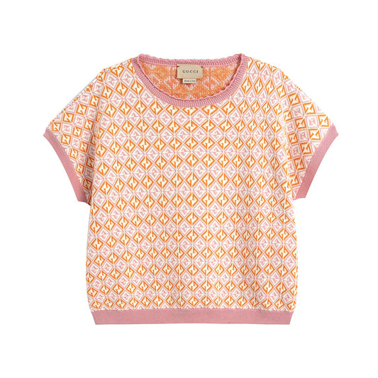 女童粉色GG针织T恤