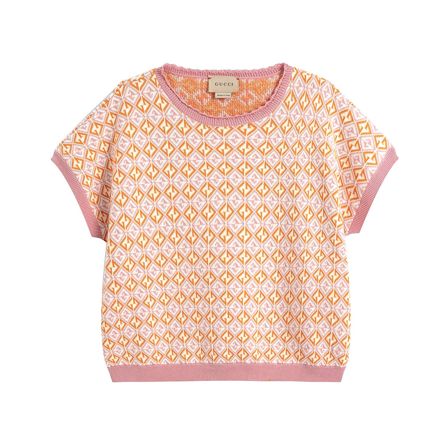 女童粉色GG针织T恤