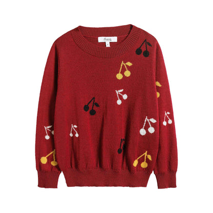 Girls Red Cherry Jumper