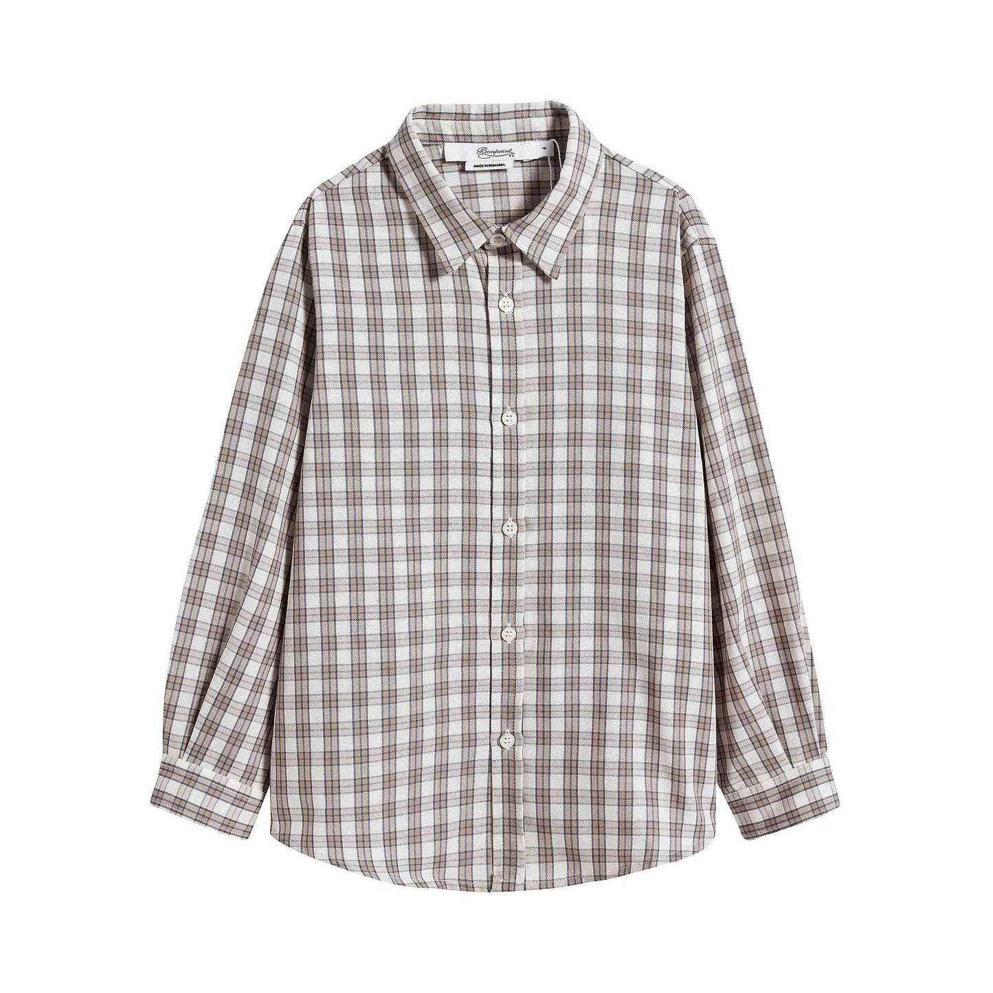 儿童棕色格子衬衫
