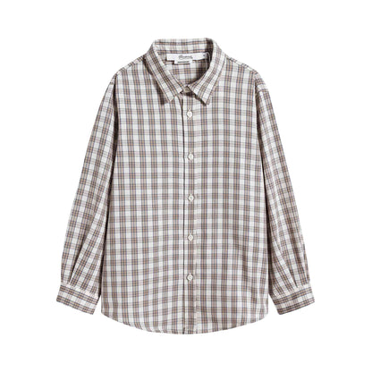 儿童棕色格子衬衫