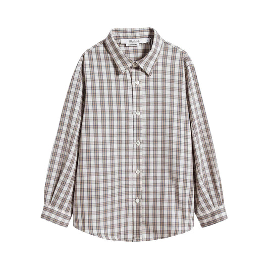 儿童棕色格子衬衫