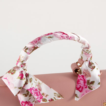 儿童粉色“Melody”手提复古草编包