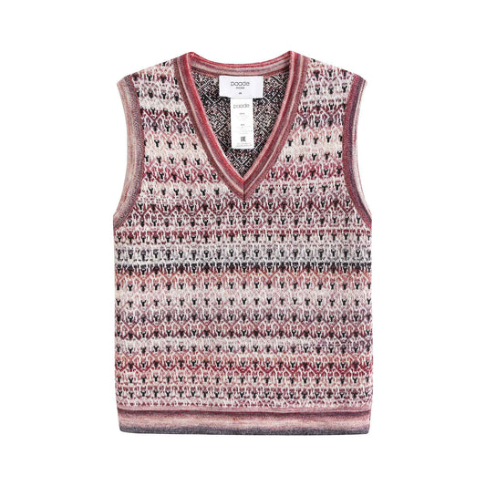 女童粉色图案羊毛背心