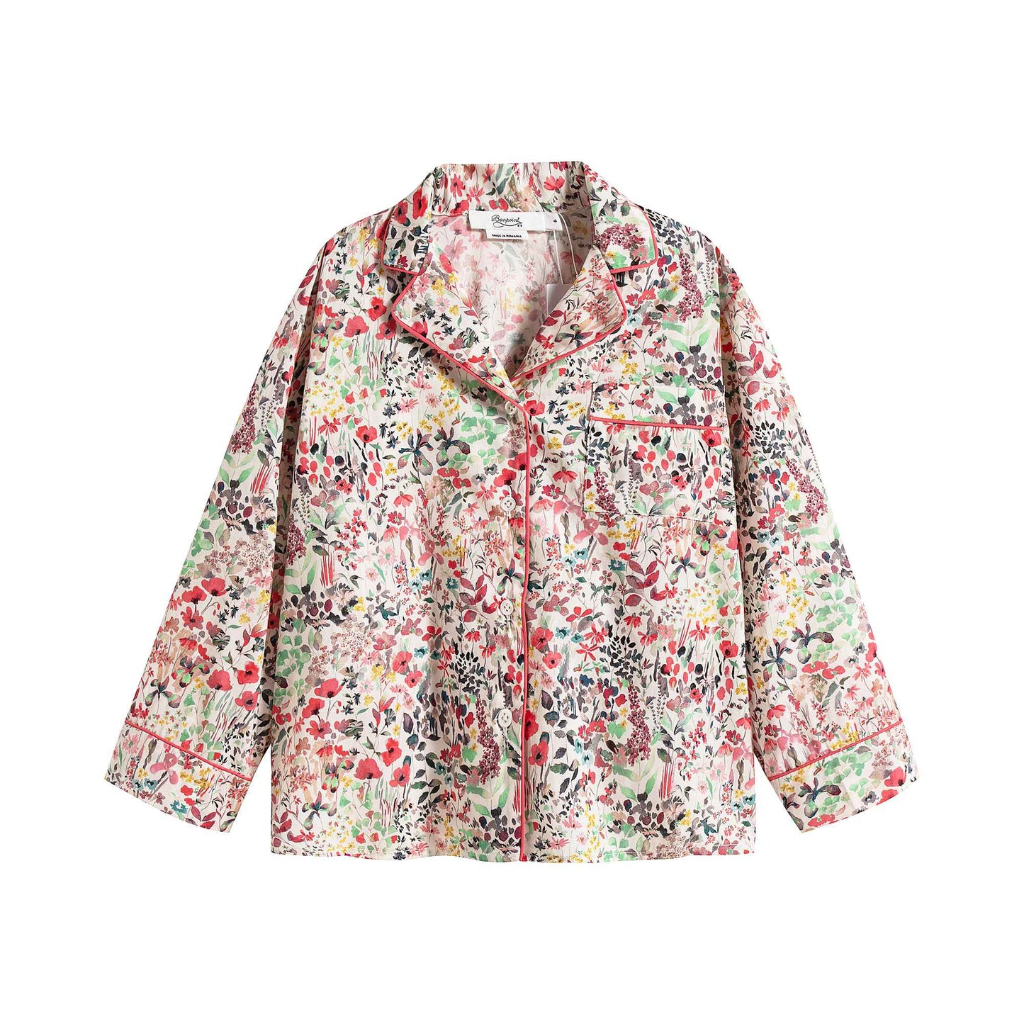 Girls Red Floral Cotton Nightwear Set