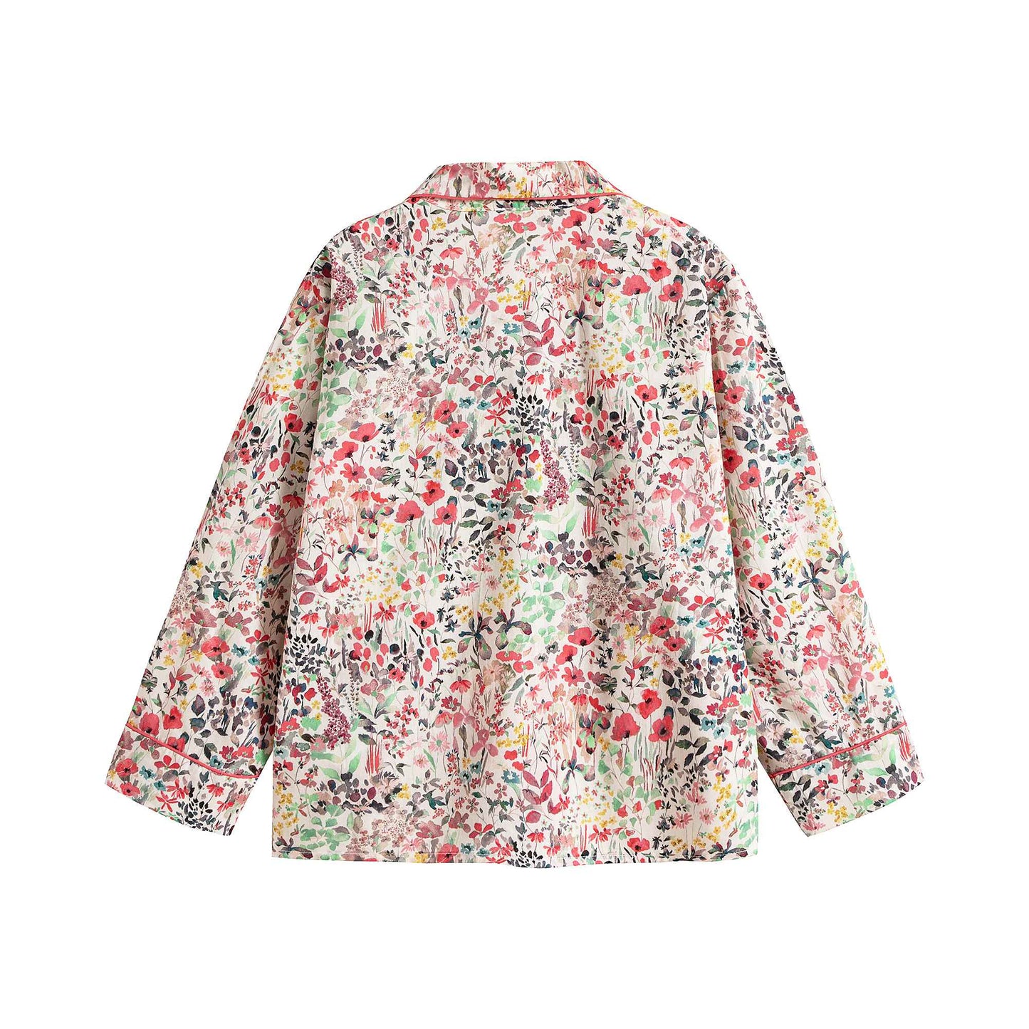 Girls Red Floral Cotton Nightwear Set