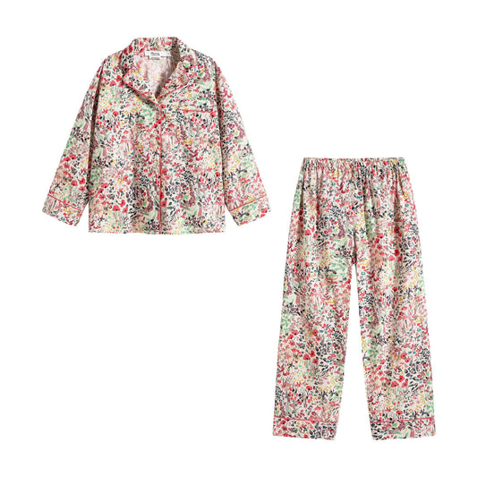 Girls Red Floral Cotton Nightwear Set