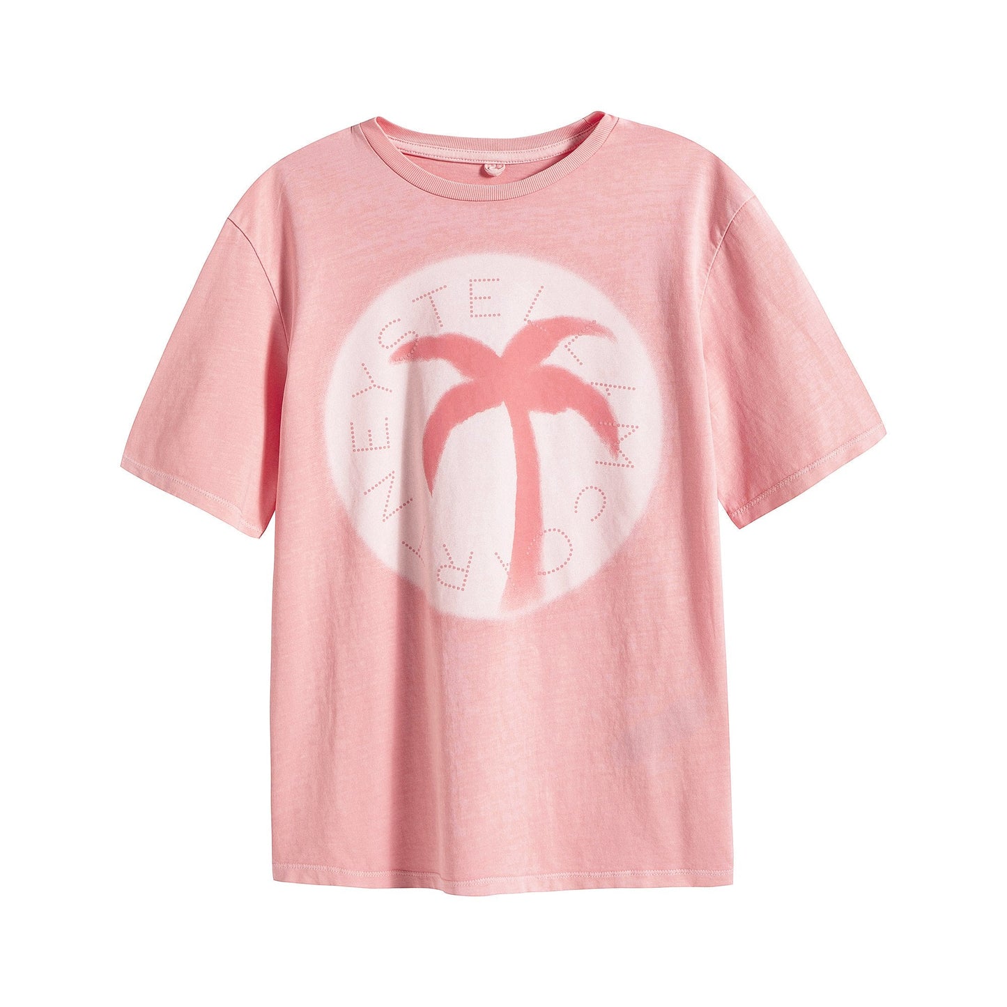 Girls Pink Printing Cotton T-Shirt