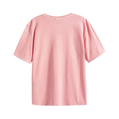 Girls Pink Printing Cotton T-Shirt