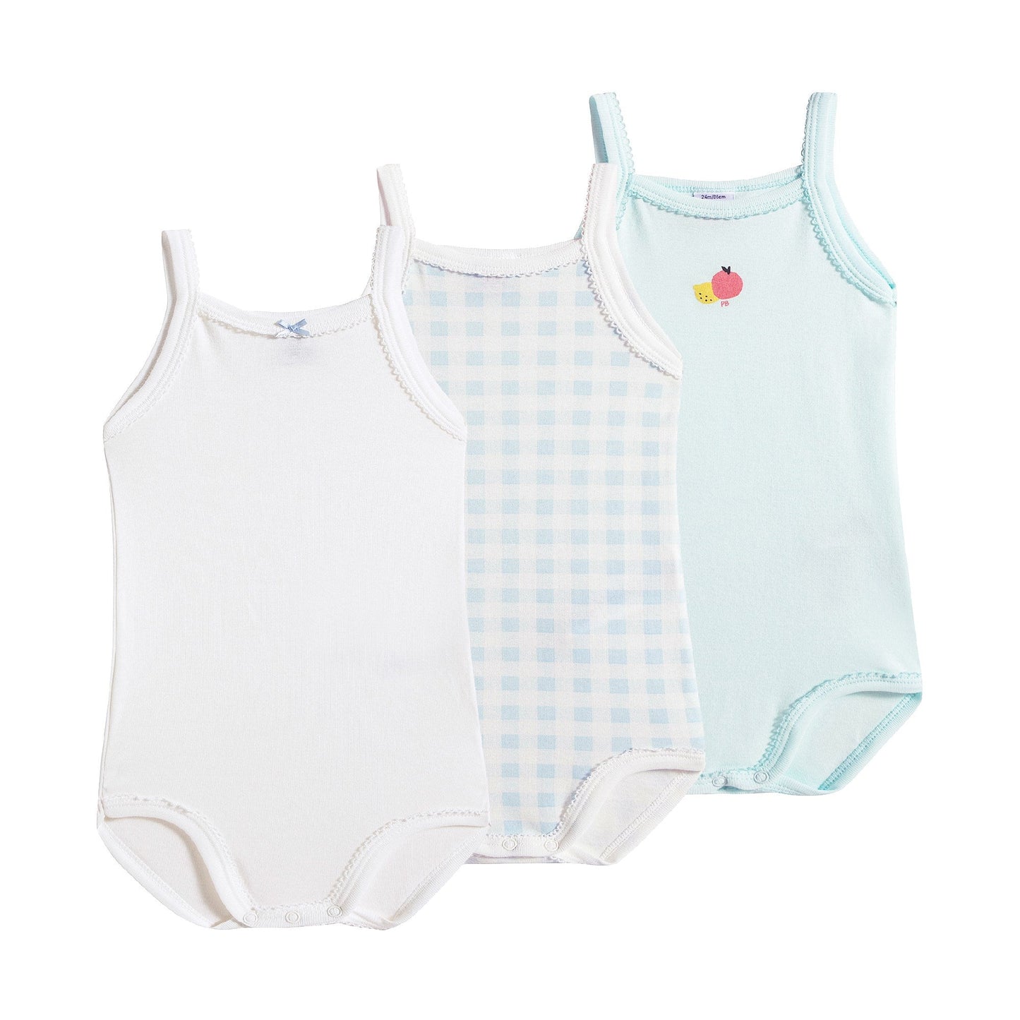 女婴彩色棉连体衣套装 (3件)