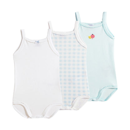 女婴彩色棉连体衣套装 (3件)