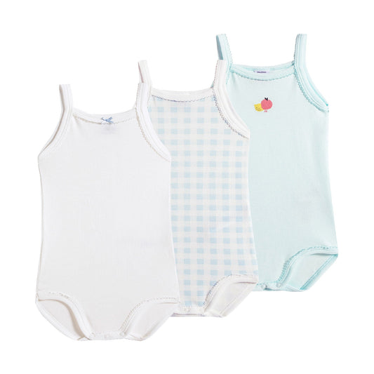 女婴彩色棉连体衣套装 (3件)