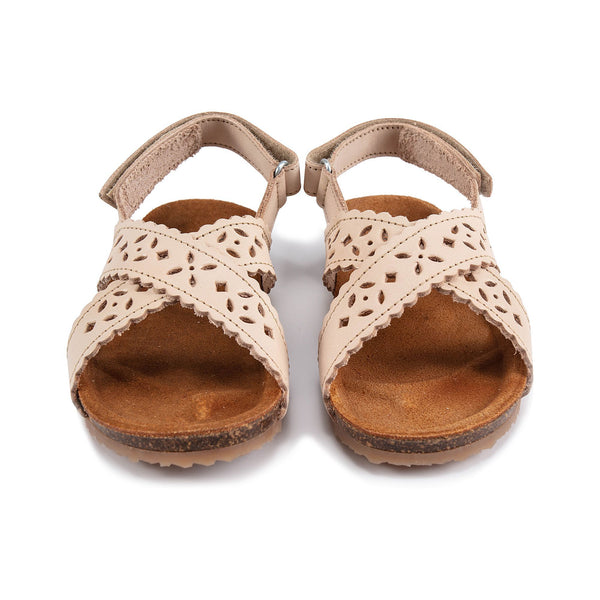 Girls Ivory Leather Sandals