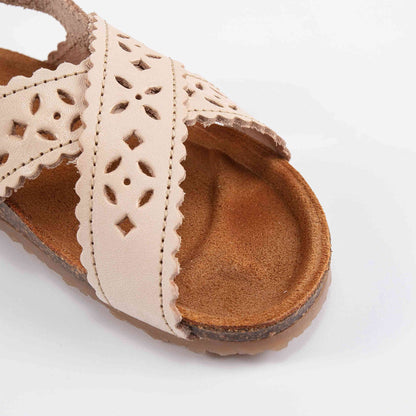Girls Ivory Leather Sandals