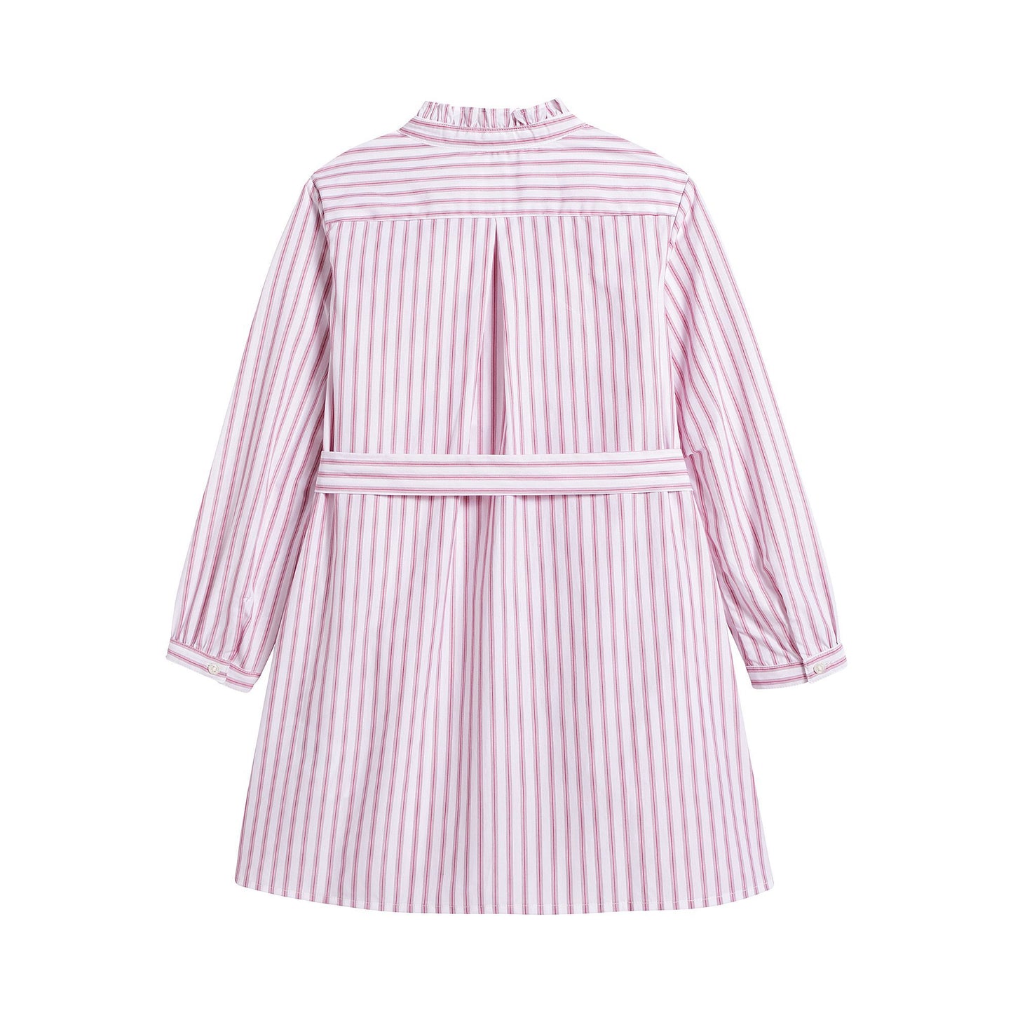 女童粉色条纹棉连衣裙