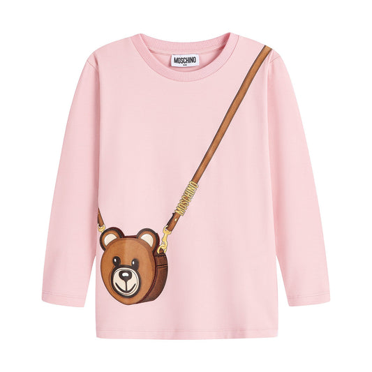 女童粉色印花棉T恤