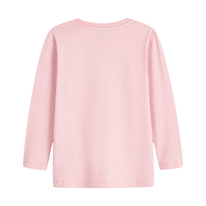 女童粉色印花棉T恤