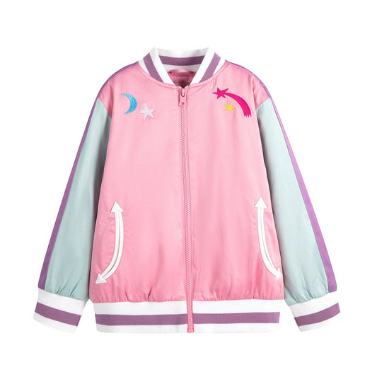 女童粉色拉链夹克