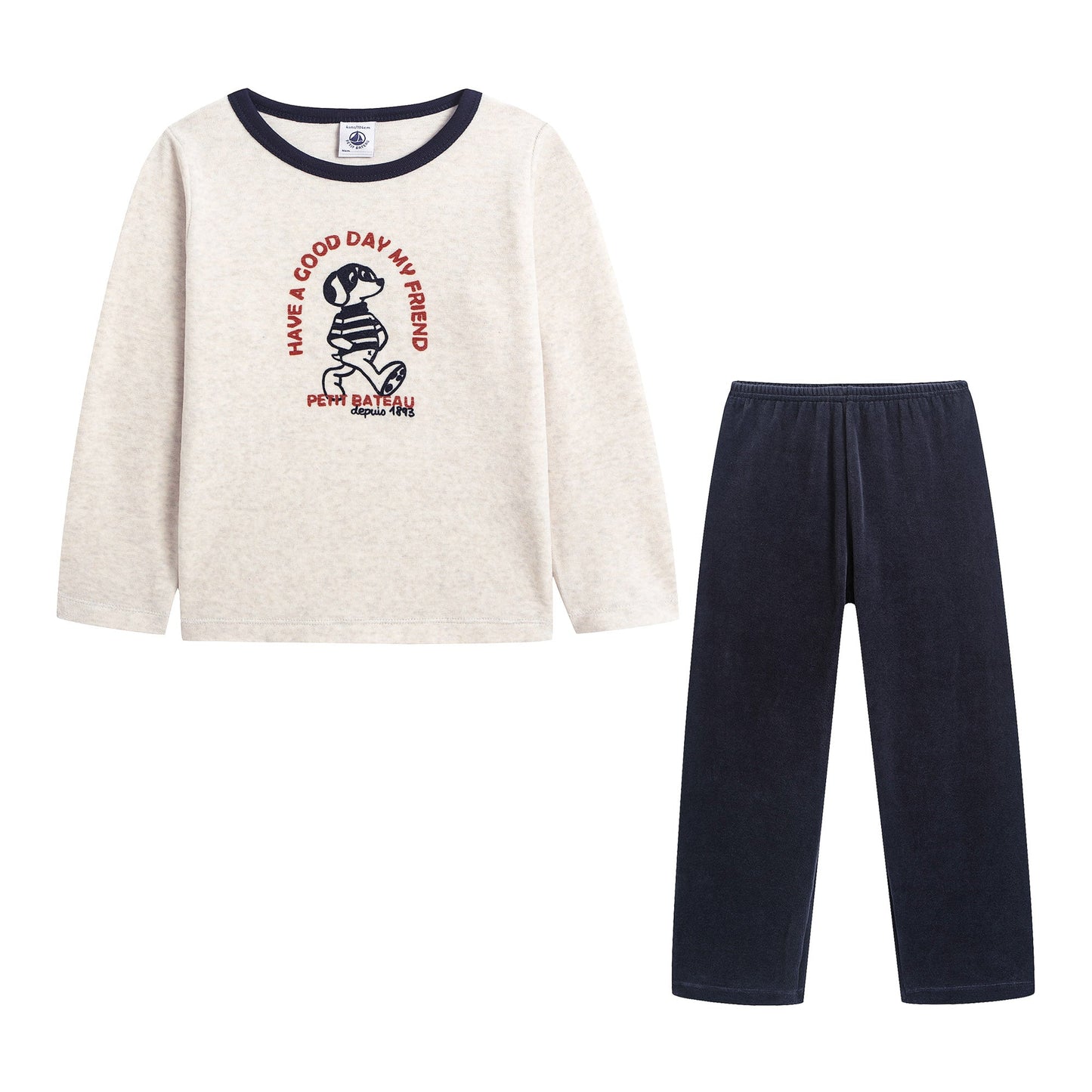 男童白色印花棉睡衣套装