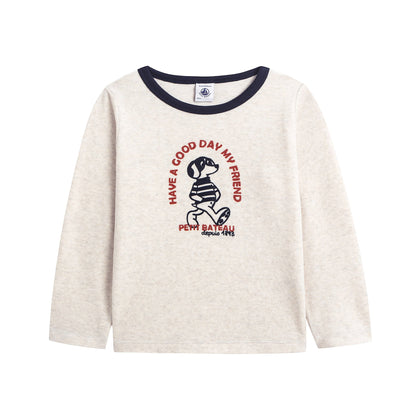 男童白色印花棉睡衣套装