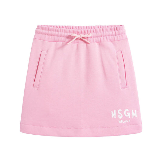 女童粉色Logo棉短裙
