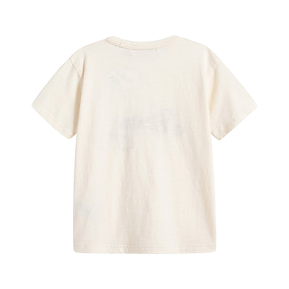 女童米色Logo棉T恤