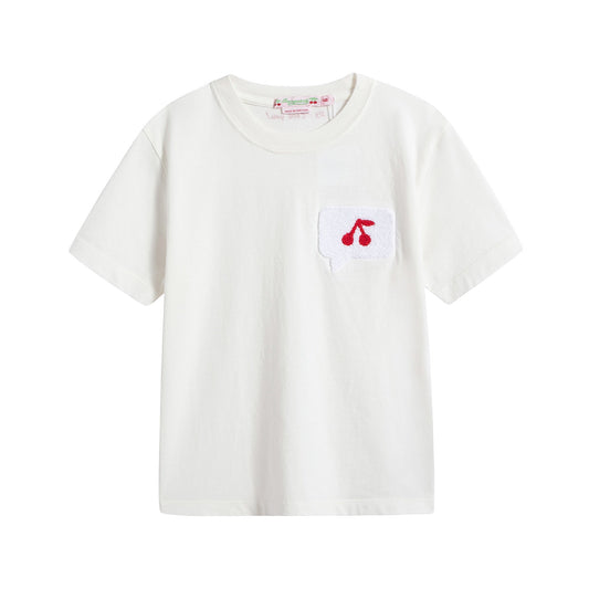 女童白色Logo棉T恤