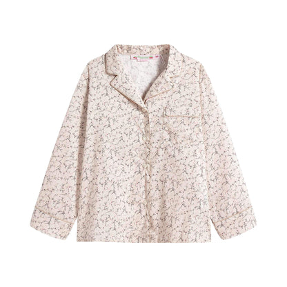 女童米色碎花棉睡衣套装