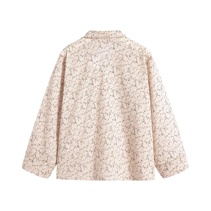 女童米色碎花棉睡衣套装