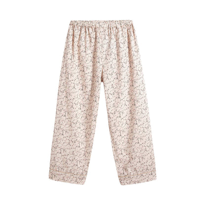 女童米色碎花棉睡衣套装