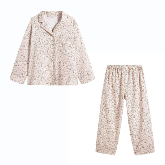 女童米色碎花棉睡衣套装