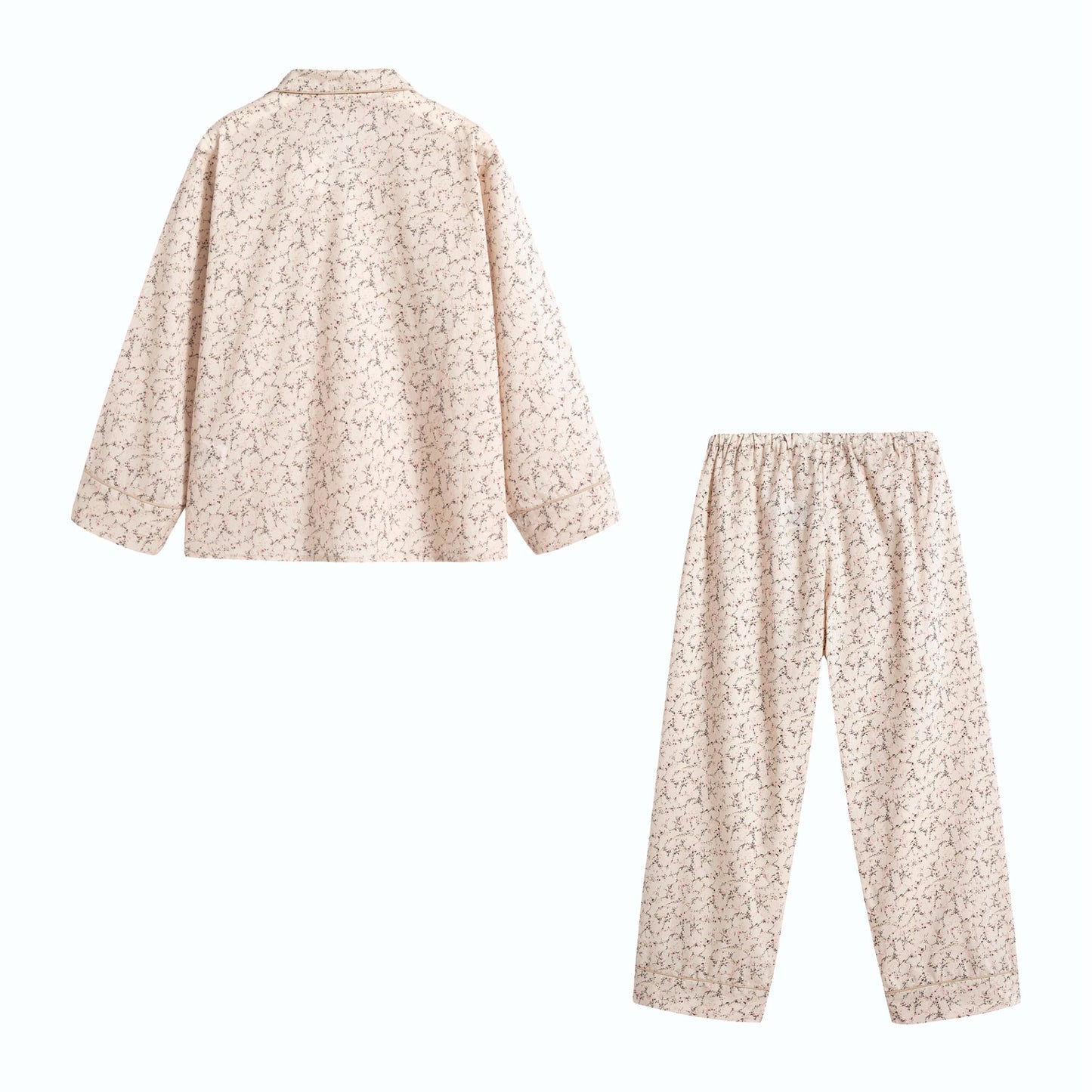 女童米色碎花棉睡衣套装