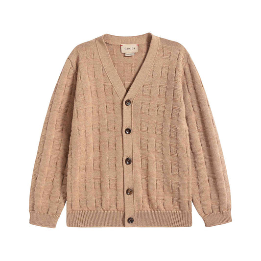 男童驼色GG羊毛开衫