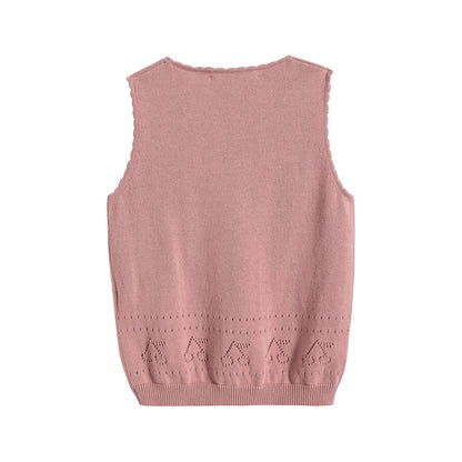 Girls Dark Pink Logo Cotton Vest