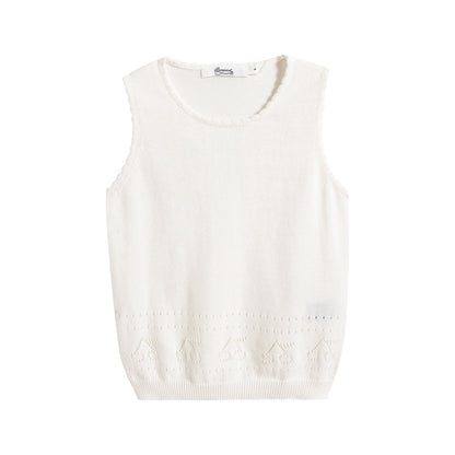 Girls White Logo Knit Vest