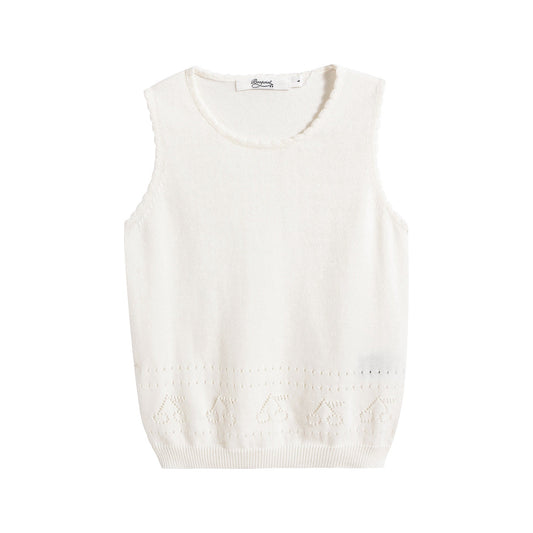 Girls White Logo Knit Vest