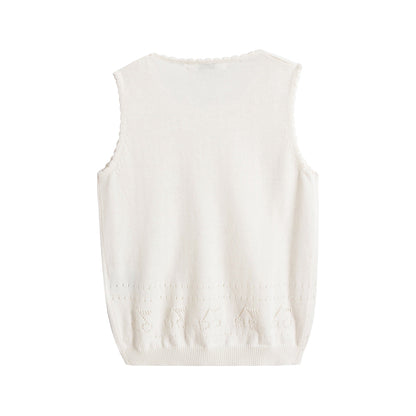 Girls White Logo Knit Vest