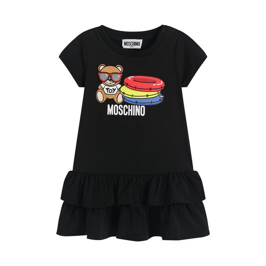 女婴黑色小熊棉连衣裙