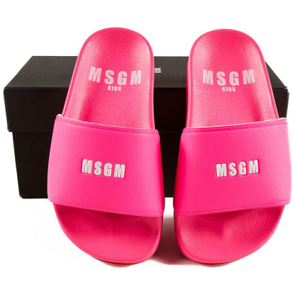 Girls Neon Pink Logo Sandals
