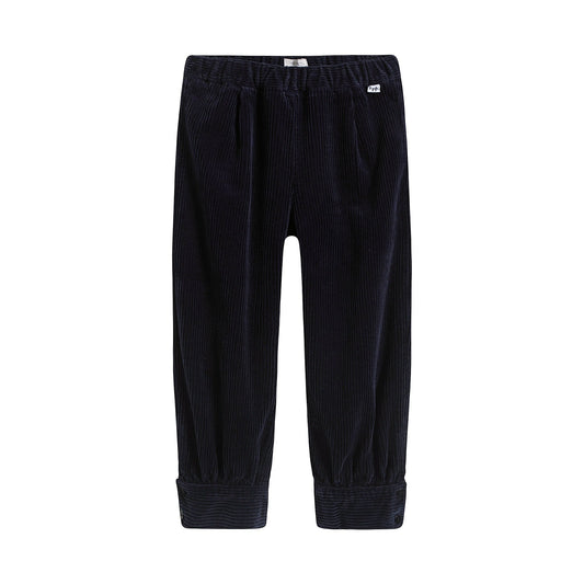 女童蓝色丝绒长裤