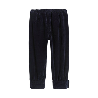 女童蓝色丝绒长裤