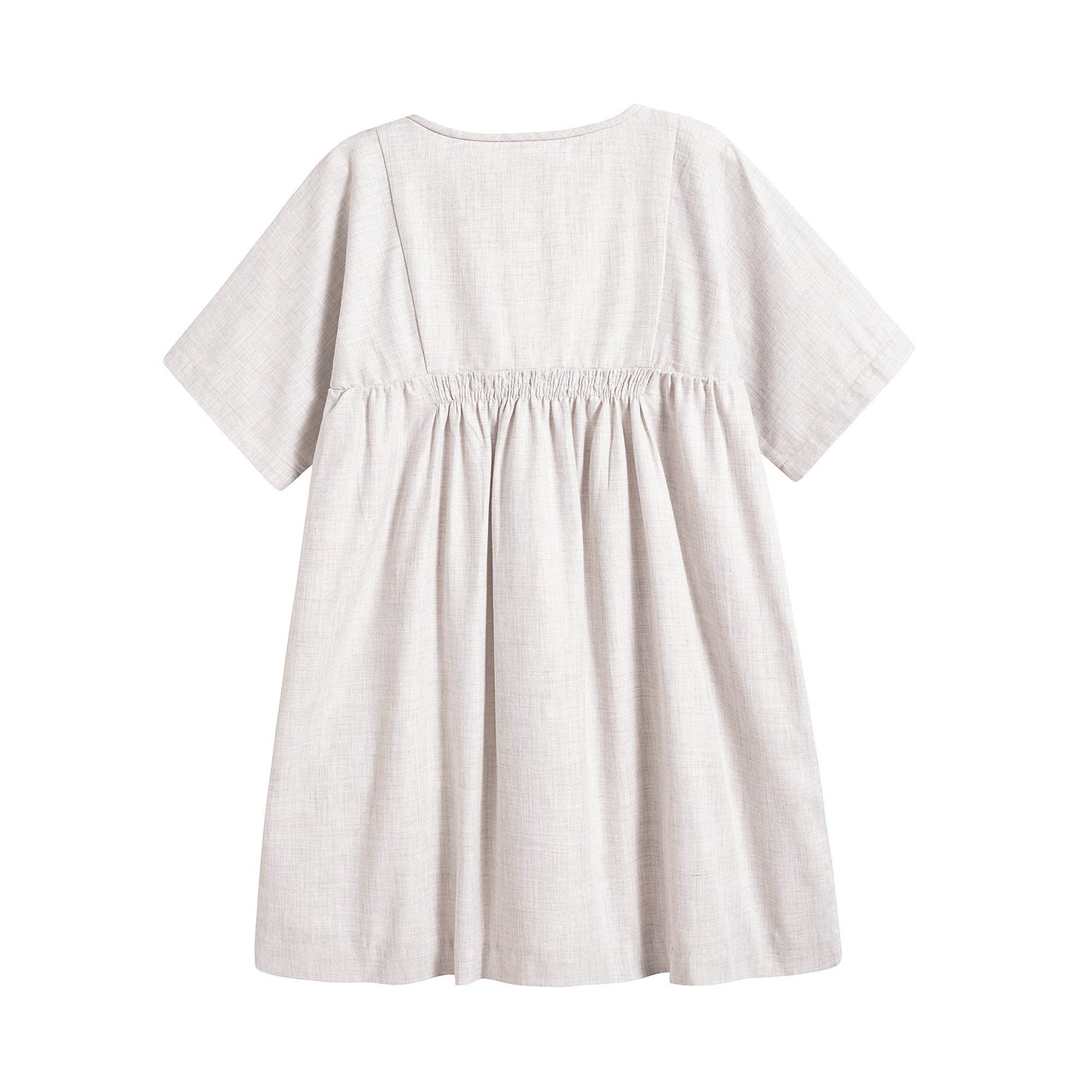 女童浅灰色刺绣棉连衣裙