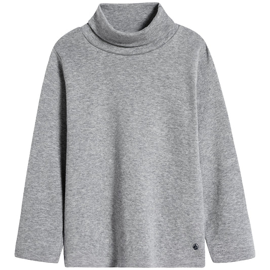Girls Grey Cotton Turtleneck