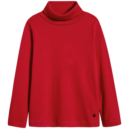 Girls Red Cotton Turtleneck