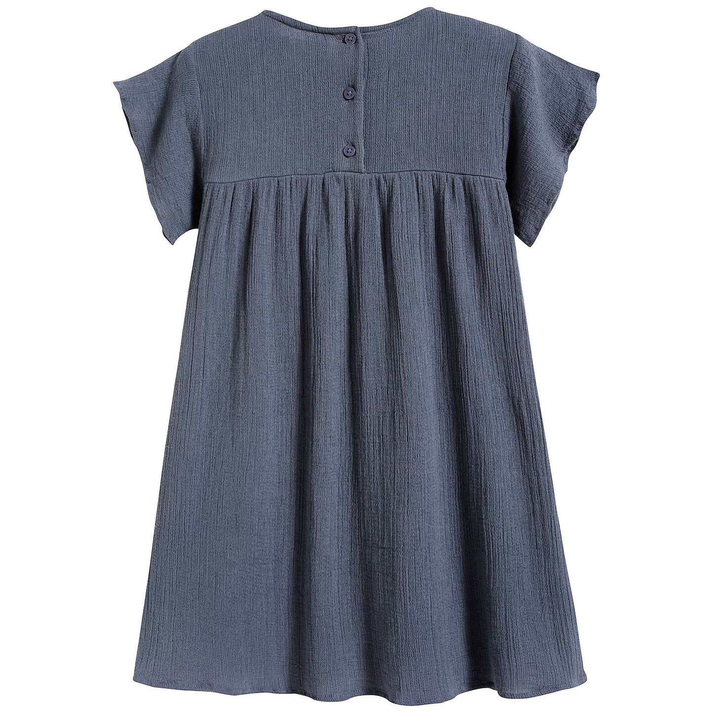 女童蓝色花朵印花棉连衣裙