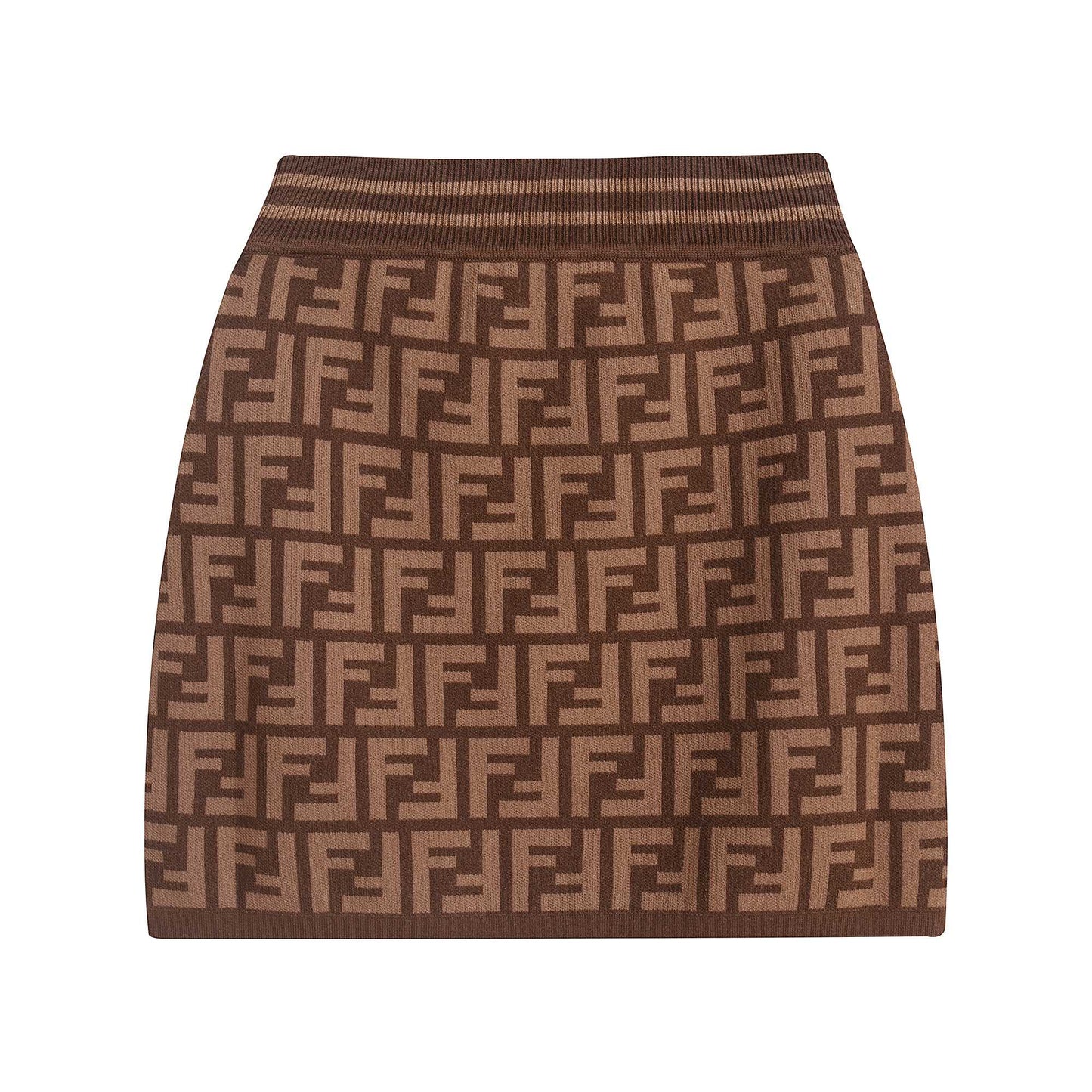 女童棕色FF针织短裙