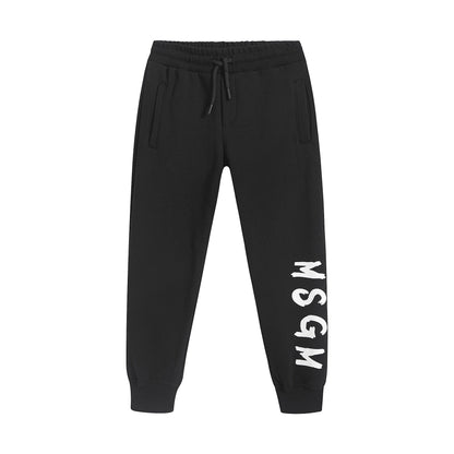 男童黑色Logo棉长裤